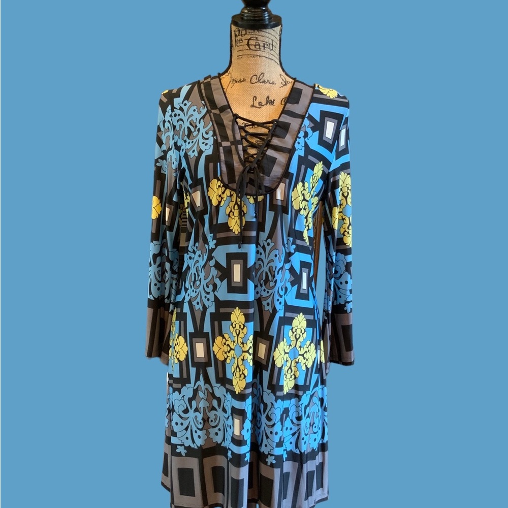 Paris Patterned Dress Size L from Dillards NWT